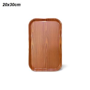 Plateau De Service Rectangulaire en plastique Couleur Bois 20x30cm
