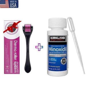 Derma Roller Kit anti-chute de cheveux pour hommes – Solution topique 5% + Dermaroller stimulateur de repousse