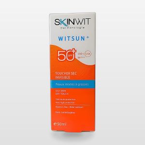 SKINWIT Witsun Crème Solaire Toucher Sec Invisible SPF50+ pour Peaux Mixtes à Grasses, 50ml