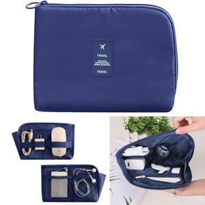Sac de rangement cable Trousse Organisateur de cable et accessoires électroniques, Pochette de rangement cable chargeur USB Ecouteur Bluetooth clé USB Montre - Bleu Marine
