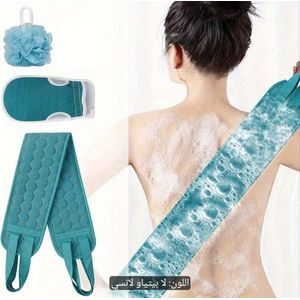 Kit de Douche 3 Pièces – Sangle Exfoliante, Gant de Bain et Fleur de Douche