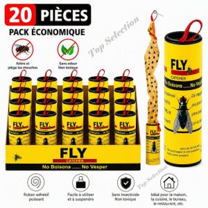 Fly Catcher Pack de 20 Pièces – Rubans Collants Anti-Mouches et Insectes Volants Sans Insecticide, Faciles à Suspendre