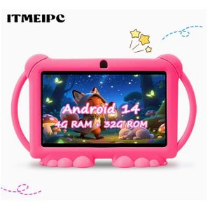 Tablette pour Enfants 7 Pouces Écran HD avec Coque Double Oreille, Système Android, Logiciel Éducatif, 2 Go de RAM + 32 Go de ROM