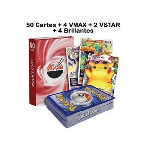Lot de 50 Cartes + 4 VMAX + 4 VSTAR + 5 Cartes Brillantes sans Doubles 2023