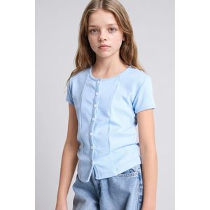 Defacto T-shirt côtelé à col rond et manches courtes pour fille