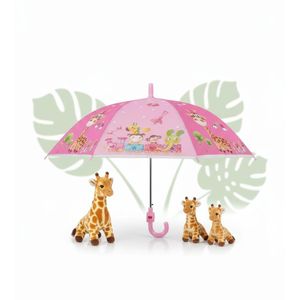 مظلة أطفال بنقشة الزرافة مع صفارة خفيفة، صلبة، ملونة وعملية