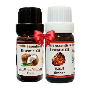 Palmarès des terroirs Marocains Huile Essentielle d'ambre Essence amber fragrance 10ml + Huile Essentielle Noix coco 10 ml Parfum Essence fragrance 10ml