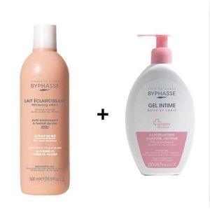Byphasse Lait éclaircissant à l'extrait de blé (500ml) + Gel intime (250ml.)