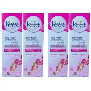 Veet Pack de 4  - Crème dépilatoires naturelles pour la peau