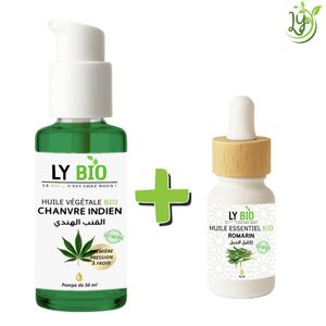 LY BIO PACK HUILE HYDRATANT & NUTRITIVE 50ML - POMPE + HUILE ESSENTIEL ROMARIN 10ML