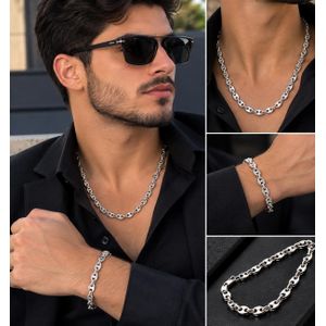 Ensemble Collier & Bracelet Homme – acier inoxydable 