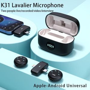 Microphone K31Pro à clip magnétique omnidirectionnel pour diffusion en direct, enregistrement sans fil et suppression du bruit audio du téléphone portable