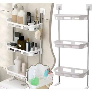 Étagère de Rangement Salle de Bain au-dessus des Toilettes 3 Niveaux – Meuble WC Gain de Place – Organisateur Multifonction Métal & Bois – Étagère Toilette Stable et Moderne