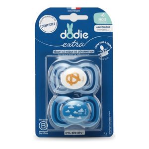 Dodie Sucette Anatomique Extra - Confort Buccal - Pour Bébé +6 Mois - Lot de 2 - Fabriqué en France