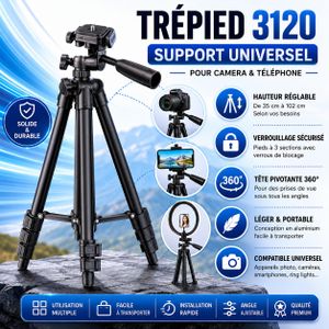 tripod Support 3120 pour camera et telephone en aluminium