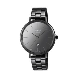 Casio SHE-4544BD-1A - Sheen Collection - Monochrome noire et profil ultra-plat - Verre Saphir anti rayures - Dateur sur 6h - 