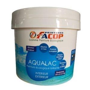 FACOP AQUA LAC Peinture à L'eau Brillant Blanc 4 kg (l'intérieur et l'extérieur)