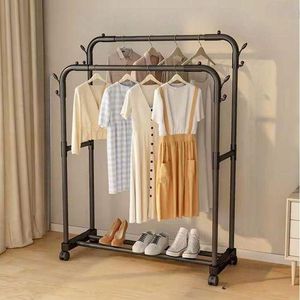 Porte-vêtements à Double pôle, porte-manteau au sol sur pied, Rail à vêtements pliant d'intérieur