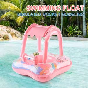 Bouée, Flotteur De Natation Gonflable Avec Pare Soleil Pour Bébés en enfants Couleur Rose (71cm x 60cm)
