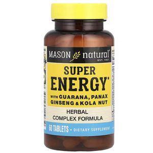 Mason Natural Super Energy with Guarana, Panax Gin seng & Kola Nut, 60 Tablets