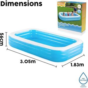 Bestway  Bestway Piscine Gonflable Familiale Rectangulaire 3,00 m – Grande Taille pour Enfants et Adultes