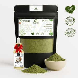 BIO SANTE Colorant végétal indigo beldi 500 g + huile de Coco 30ml gratuit