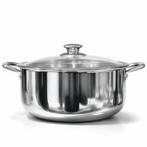 Deutschmann Faitout en inox N°5 avec couvercle – compatible induction, gaz et électrique