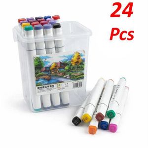 24 Marqueur Alcool Double Pointe , Feutres Alcool Feutre couleur dessin coloriage Stylo (Couleurs / Design Aléatoire)