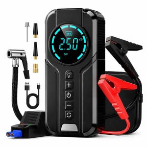 Booster Batterie 1000A avec Compresseur d'Air 150 PSI – Jump Starter Portable 12V – Gonfleur Pneus – Écran LCD – Lampe LED – Power Bank USB pour Voiture Essence & Diesel