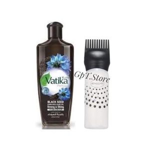Vatika Huile capillaire enrichie au nigelle (200ml)+Flacon applicateur huile cheveux (Couleur aléatoire)