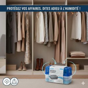 ELG HOME LINE Absorbeur d’humidité 1200g – Anti-condensation, anti-moisissure et anti-odeurs. Protège bois et textiles, idéal pour maison, salle de bain, armoire ou garage. Fonctionne sans électricité, efficace et durable.