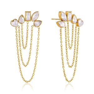 Clémentine Paris Boucles d'oreilles de luxe pour femme plaqué or Cascade de Lumière OGN151-1