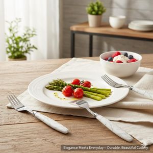 Élégance Marbrée Ensemble de 6 Fourchettes en Acier Inoxydable au Design Moderne (coleur aléatoire)