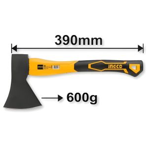 Hache - Tête forgée - Coupe du bois - Jaune/Noir 390mm