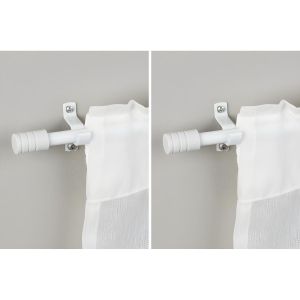 Tringle à rideau télescopique - Métal ajustable - Pour fenêtres - Blanc Ø10/8mm 75-120cm - Lot de 2