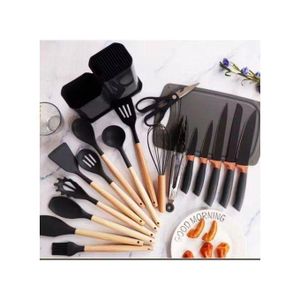 Ensemble d'ustensiles de cuisine et de couteaux 19 pièces, avec couteaux en acier