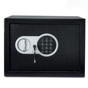 Ferri Coffre Fort à Serrure Électronique Avec Code PIN et 2 Clés, Fixations Murales et au sol 35×25×25cm