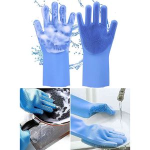 Generic 2 Gants de nettoyage en Silicone, Gants épurateur de nettoyage et  de vaisselle à prix pas cher