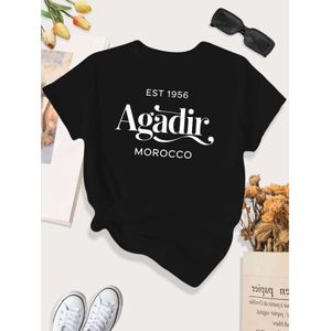 T-shirt de sport décontracté pour femme, grande taille, typographie vintage Agadir Maroc