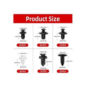 Kit de 100 Pièces de Clips de Fixation Automobile - Rivets, Attaches, Garnitures