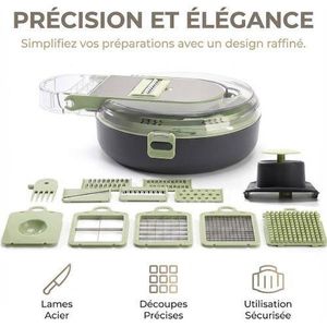 Mandoline Coupe-Légumes Manuel Multifonction 13-en-1 en Acier Inoxydable