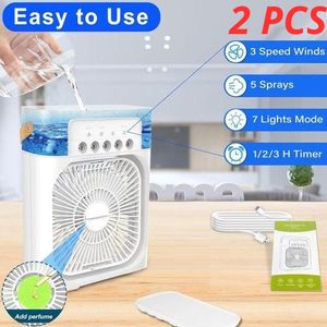 Mini ventilateur de climatiseur 4 en 1 à refroidissement Climatiseur portatif d'humidificateur d'air 02 PCS