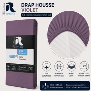 RICHBOND Drap housse 160x200 (100% Cotonelle) - Idéal Matelas Jusqu'à 35cm d'Epaisseur - Ajustement 4 Coins Parfait - Tissu Doux, Respirant et Facile d'Entretien - Violet