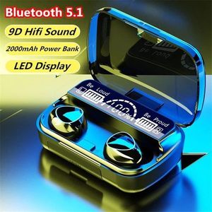 TWS Écouteurs sans fil M10 Bluetooth 5.1, boîte de charge, résistant à l'eau.