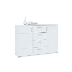 Kitea Commode JONAS 2 portes et 4 tiroirs - Blanc
