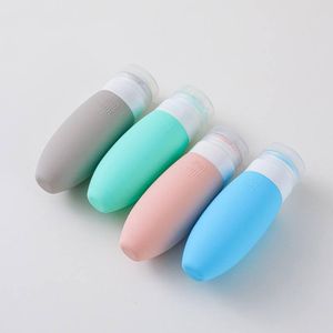 Lot de 4 Flacons de voyage en silicone souple – Anti-fuite, réutilisables, pour cosmétiques et produits d’hygiène