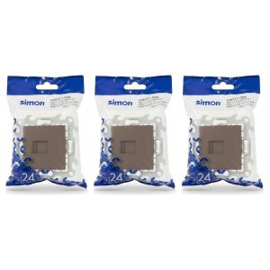SIMON Lot de 3 - Prise RJ11 - Cadre S24 Marron - Pour Installation Électrique Domestique