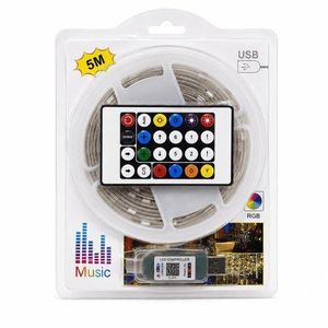 Ruban LED RGB USB 5M avec Télécommande, Contrôle Musical, Changement de Couleurs, Flexible et Auto-Adhésif – Éclairage Décoratif pour Chambre, TV, Gaming et Voiture