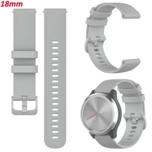 Bracelet 18mm pour Garmin et autres montres avec un bracelet 18 mm en Silicone Souple - Gris