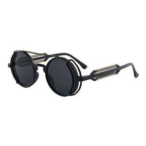 Lunettes de soleil rétro pour hommes et femmes, rondes de styliste Noir